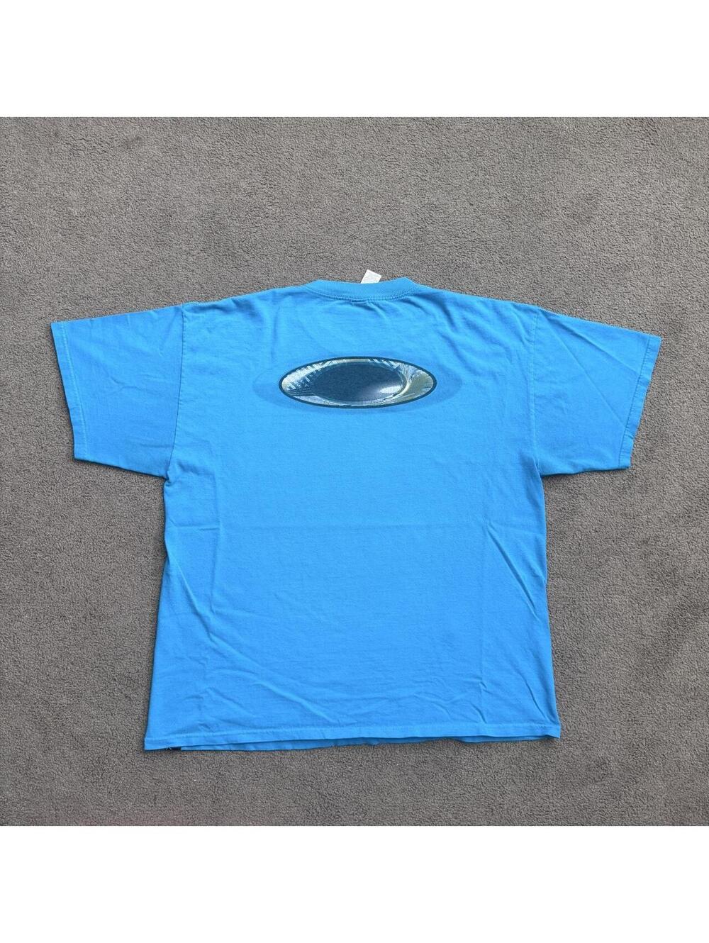 Vintage Y2K Blue Oakley Software Center Logo Spell out with the big Logo backhit